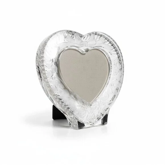 Home Beautiful Japan Heart Shaped Glass Photo Frame – 5x5 Floral Bow Design