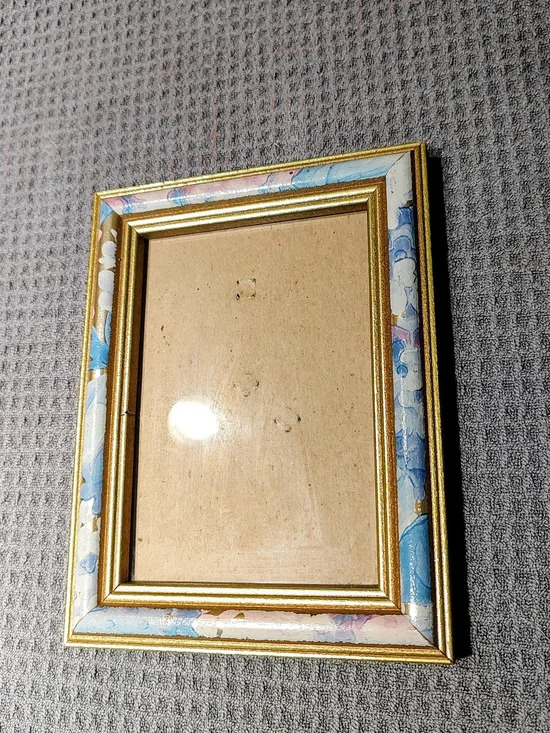 Gold and Blue Decorative Picture Frame - Easel stand or hang
