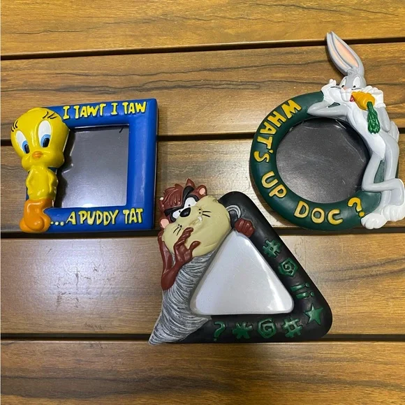 Vintage Warner Bros. Studio Store Picture Frames Set of 3 Tweety Looney Tunes