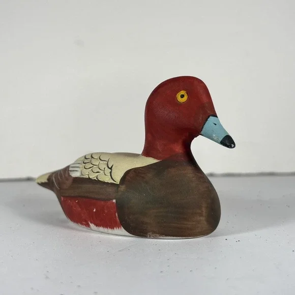 Vintage Redhead Diving Duck Hand Painted Porcelain Decoy Bird‎ Decor