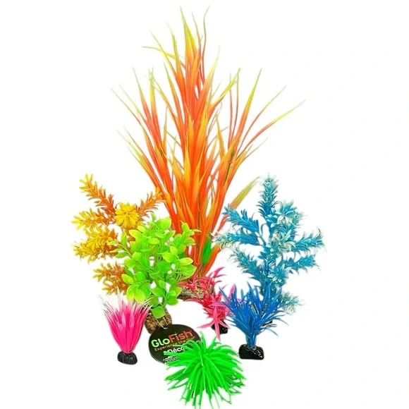 GloFish Aquarium Plant & Assortment Lot‎ of 8