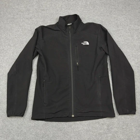 The North Face Windwall Jacket Mens Medium Black Softshell Fleece Lined Full Zip
