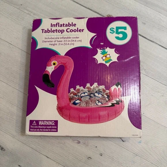 Inflatable tabletop flamingo‎ cooler