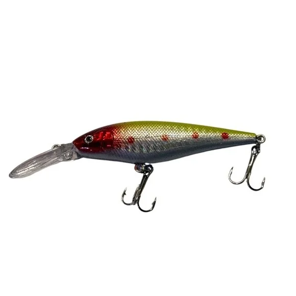 Red Head Chartreuse Silver Deep Diving Crankbait Fishing Lure 3.5 Inch
