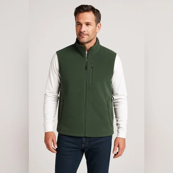 L.L. Bean Men’s Polartec Fleece Vest XXL Regular Green Full Zip Outdoor