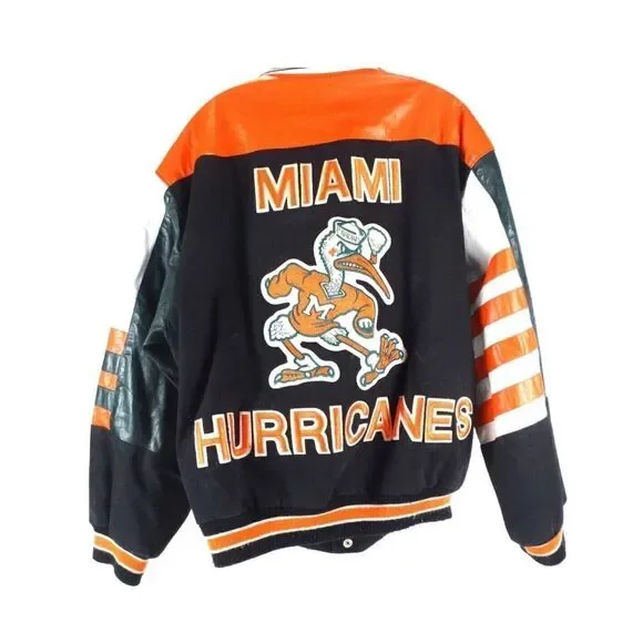Jeff Hamilton leather varsity university of Miami jacket