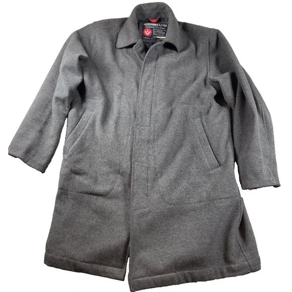 Abercrombie and Fitch Men's Wool Blend  Coat Trench Black Dark Gray XL