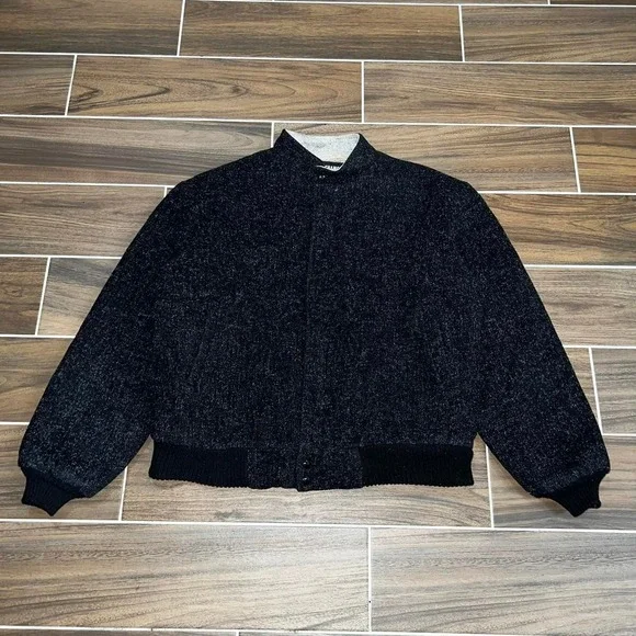 VTG 90s Exchange unlimited black jacket Sherpa lined union wool bomber Sz XL
