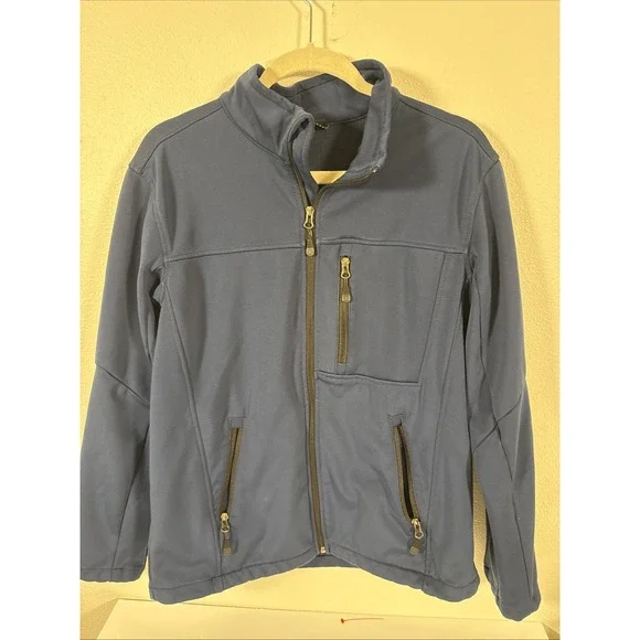 Swiss Tech Jacket Mens M Blue Full‎ Zip Grid Mock Neck Chest Pocket Hiking E2