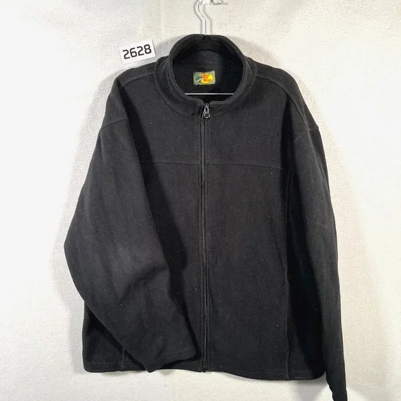 Bass Pro Shops Fleece Jacket Mens Medium Black Logo‎ Mock Neck Outdoor Zip Up
