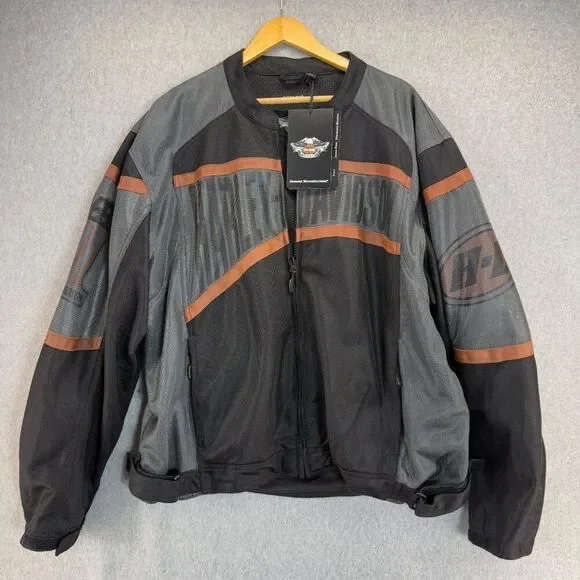 Harley Davidson NWT XXL Mesh Tri-State Jacket Leather Stripe USA 1 Logo‎ Riding