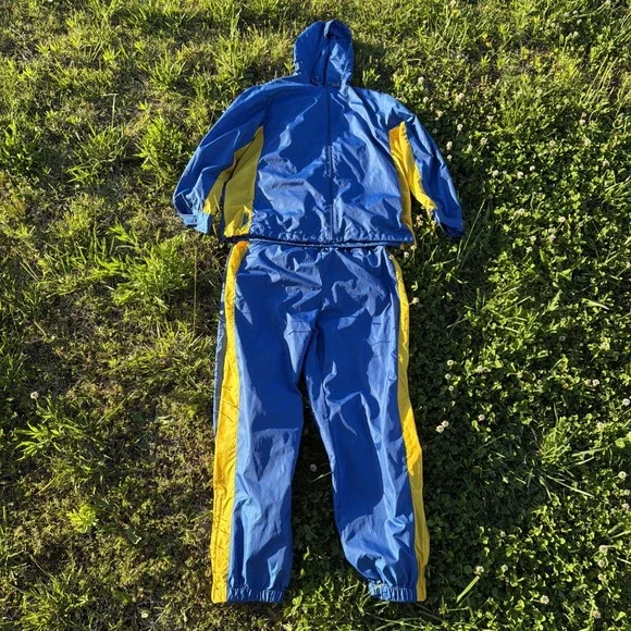 VTG Lauren Ralph Lauren Windbreaker Track Suit Pants Jacket Blue Yellow XLarge