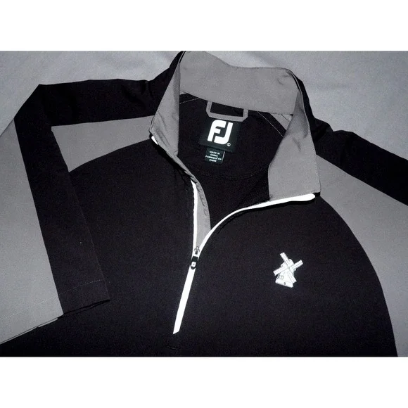FootJoy Short Sleeved Black 1/2 Zip Performance Light Golf Jacket Men's Large
