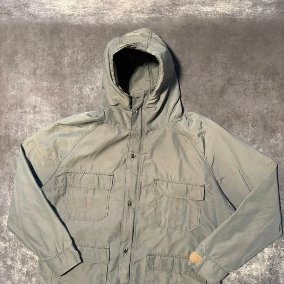 Vintage LL Bean Hooded Field Jacket Mens Medium‎ Gray Blue Made in USA Parka