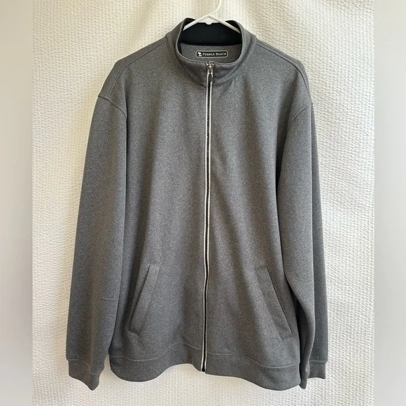Pebble Beach Men’s Performance Full Zip Golf Jacket Gray Lightweight XL Stretch