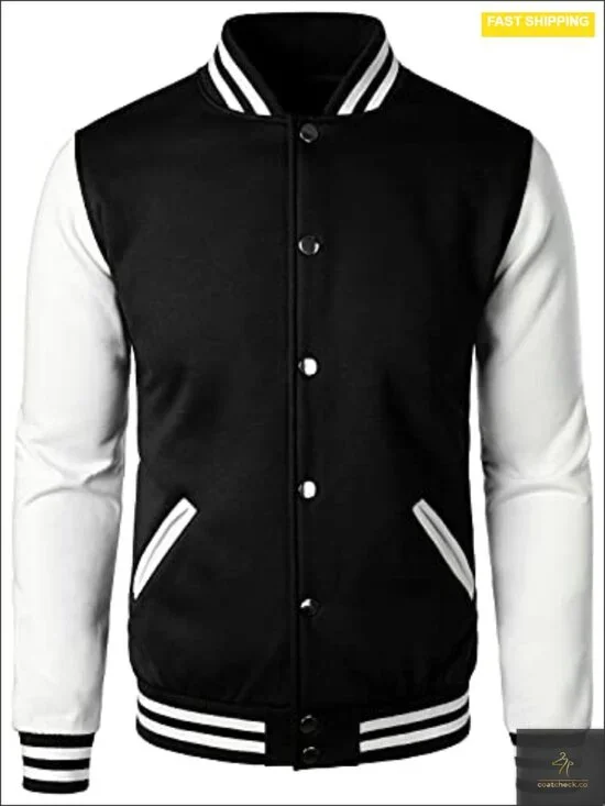 Varsity Baseball Jacket Cotton Blend Letterman Jacket Slim Fit