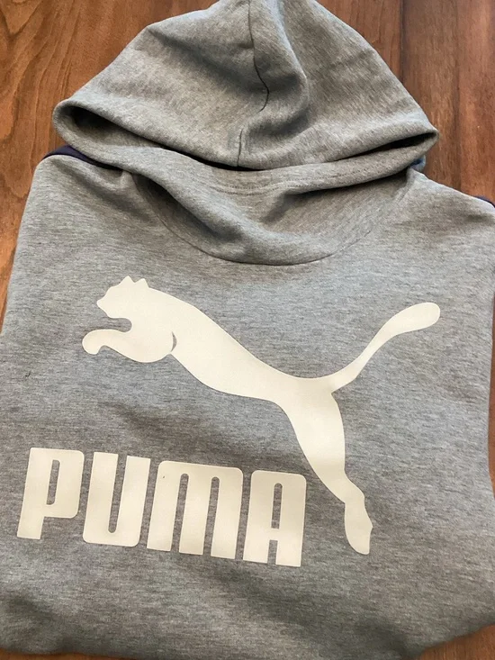 PUMA Men’s Gray Pullover Hooded Long Sleeve Sweatshirt Size M
