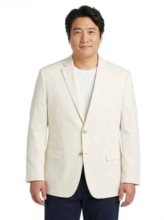 Lauren Ralph Lauren Cream Lined Collared Blazer Jacket Men Size 40R
