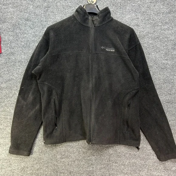 Columbia Field Gear Fleece Jacket Mens Black Full Zip Winter Hiking Outdoor - XL