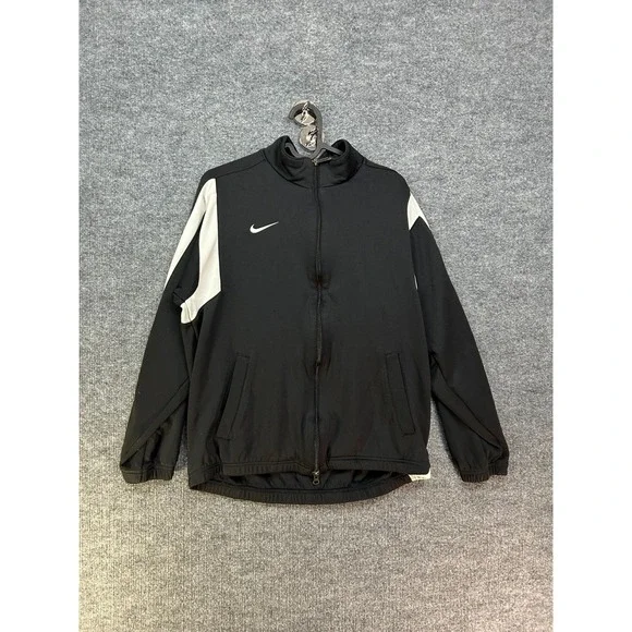 Vintage Nike Team Track Jacket Men's Black White Fit Dry Athletic Full Zip Small