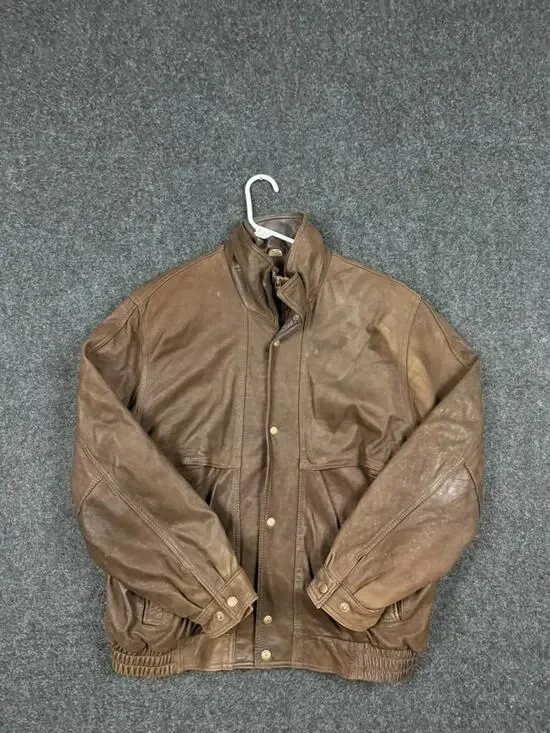 Columbia Sportswear Brown Leather Bomber Jacket Mens XL Tall Insulated Coat