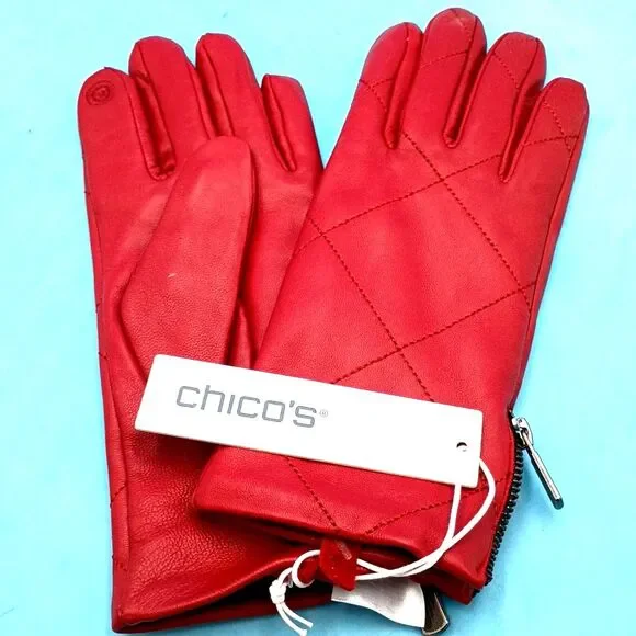 Chico's Red Leather Gloves - Size Small - NWT