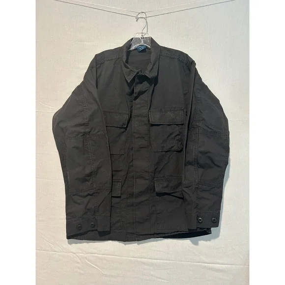 Propper Mens Black Cotton Ripstop Tactical Field Jacket Utility Coat M/L F5454
