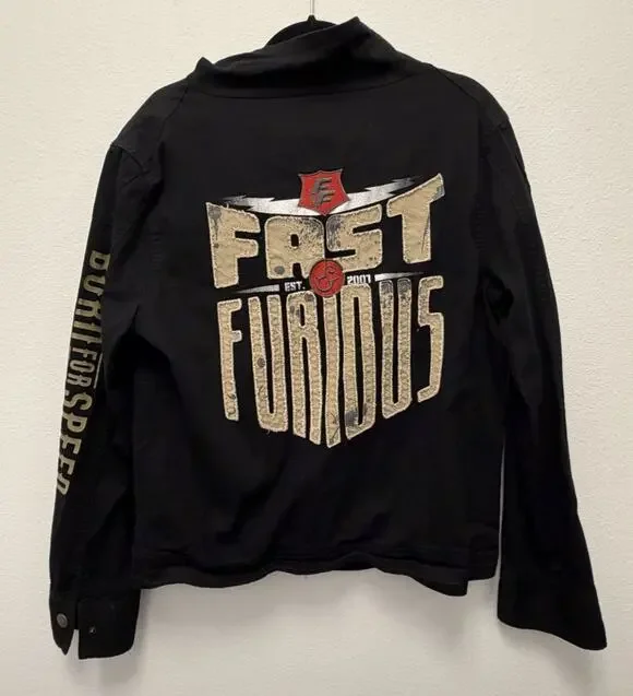 Fast & Furious Supercharged Men’s Small Utility Jacket Black Universal Studios