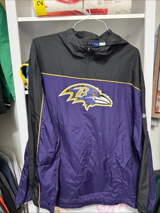 Reebok Purple Black Baltimore Ravens Windbreaker