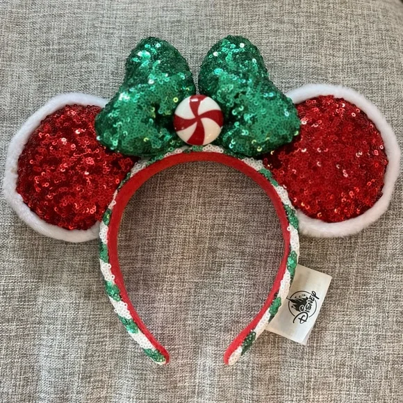 Disney Parks Peppermint‎ Candy Cane Ears Rare Edition Christmas Headband