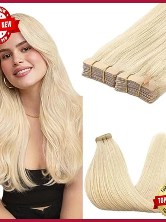Premium Human Hair Tape-In Extensions, 22 Inch, 100g, 40 Pieces, Straight