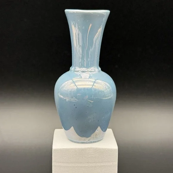 Vintage Bavaria Blue‎ Lusterware Porcelain Bud Vase Germany 4