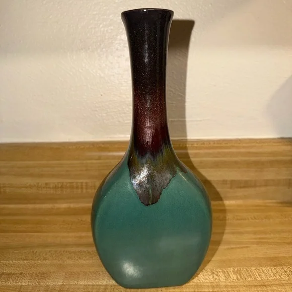 Teal and Burgundy Decorative Vase - Home Accents flower vase home decor