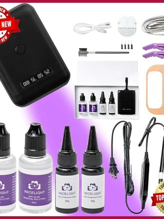 Professional UV Light Hair Extension Machine Kit with Glue & Remover