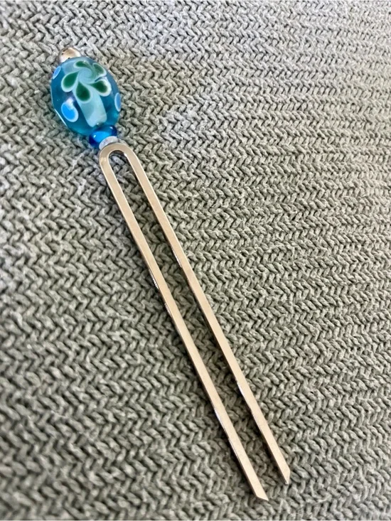 Handmade Japanese Kanzashi Glass Bead Hair Pin - Purchased in Aomori, Japan