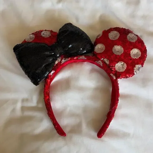 Disney ears red sequin minnie
