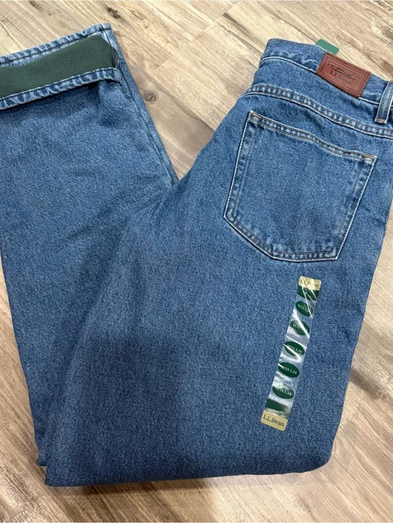 L.L. Bean Double L Fleece Lined Stonewashed Mens Jeans 33x34 NWT
