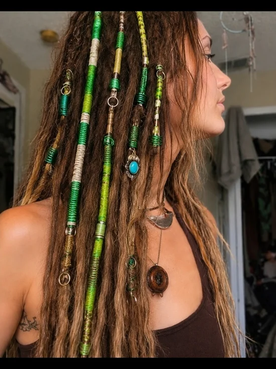 4/$15 Handcrafted Dreadwrap Hair Beads & Wrap Thread - Boho Hair Accessory
