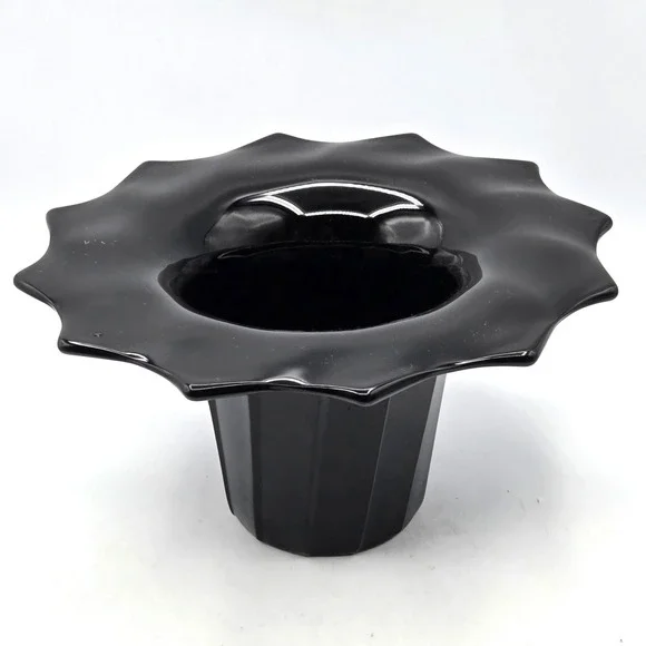 BLACK GLASS FLOWER‎ POT OR VASE CONTEMPORARY MODERN