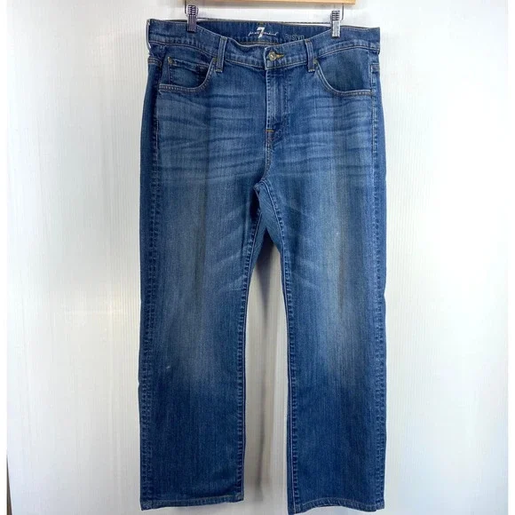 7 For All Mankind‎ Austyn Blue Denim Straight Leg Jeans Mens 36x28.5