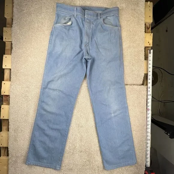 Vintage Wrangler Jeans Men 36x32 Blue Light Wash Made In‎ USA