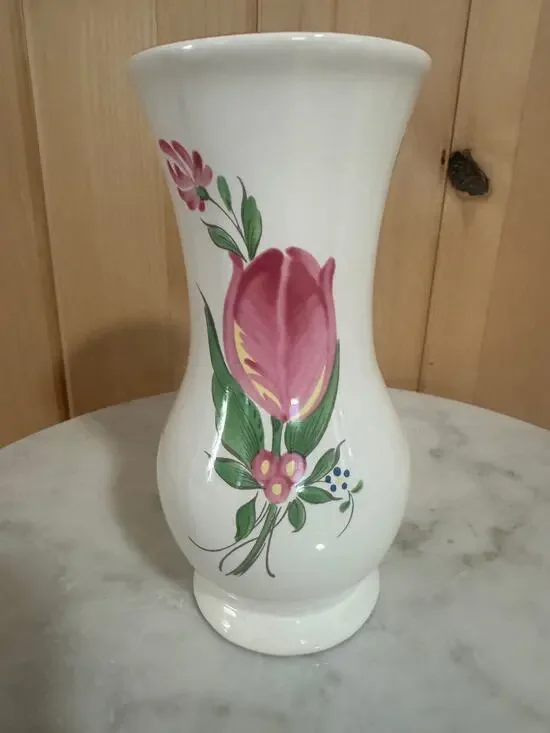 Vintage Luneville France Keller & Guerin Floral Earthenware Vase 6 3/4