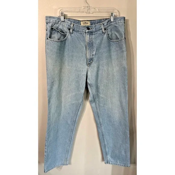 VTG LL Bean Jeans Mens 38X30 Blue‎ Denim Classic Fit Light Wash Y2K