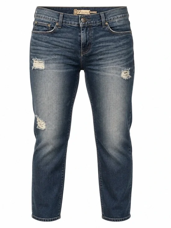 Ladies Level 99 Boyfriend  Distressed Blue Jeans