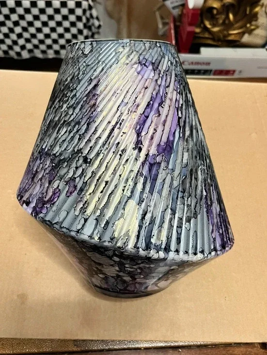 Geometric Purple Ceramic Vase Abstract Avant Garde Art Pottery
