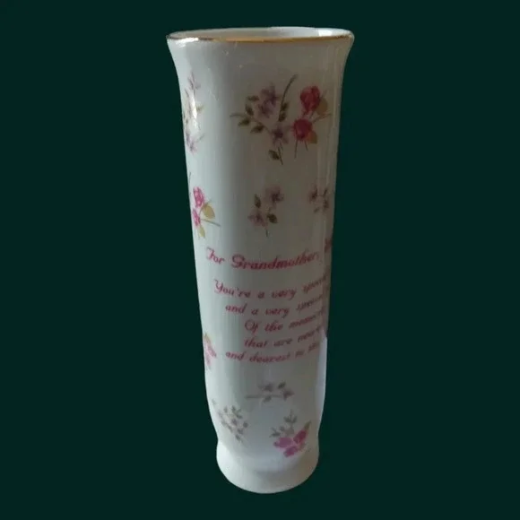 Russ fine porcelain cylinder vase for grandmother wt love
