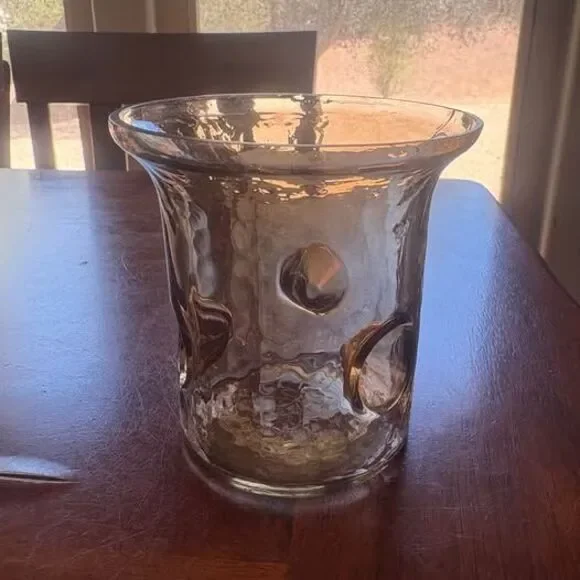 Hammered Glass Dimpled Vase 4.25”