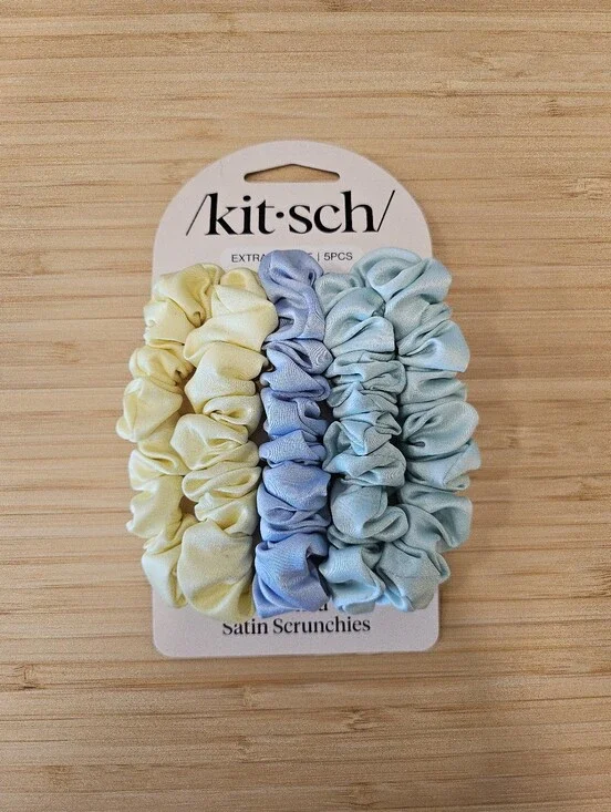 Kitsch Coastal Cottage Multi-color Ruched Satin Scrunchies