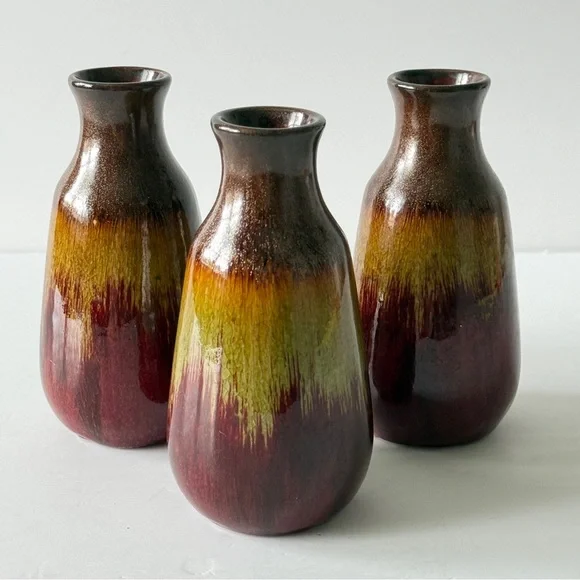 Vintage Art Ceramic Bud Vase - Crystalline Effect - Bronze