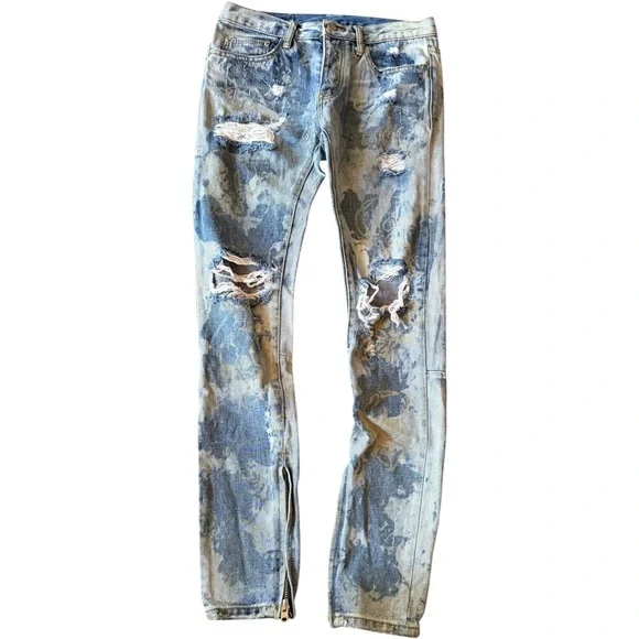 mnml streetwear skull acid died skinny jeans